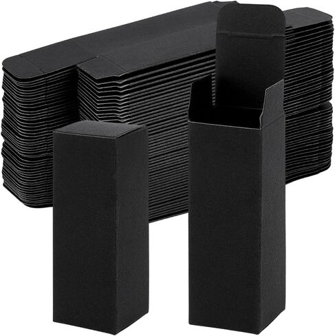 BENECREAT 100PCS Paper Gift Box, 1.26x1.26x3.62inch Rectangular Cardboard Box for Party Favors, Packaging Box for Essential Oil Bottles Birthday Wedding （Black） in Kuwait