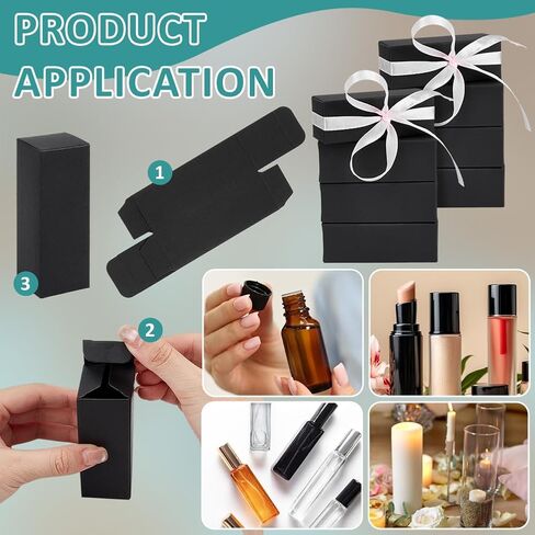 BENECREAT 100PCS Paper Gift Box, 1.26x1.26x3.62inch Rectangular Cardboard Box for Party Favors, Packaging Box for Essential Oil Bottles Birthday Wedding （Black） in Kuwait