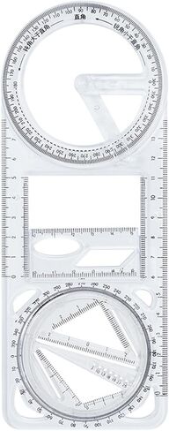 Multifunctional Geometric Ruler, Artists' Drawing & Lettering Aids, Measuring & Mathematical Tool, Plastic 360° Protractor, Dual-Scale Students Designers(Black+Blue) in Saudi Arabia