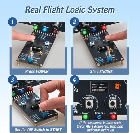 PEMENOL Soldering Practice Kit, DIY Flight Simulator Console Soldering Projects, with LCD Display, Sound Effects & LED Indicators, STEM Electronics Learning Kit for Teens, Students & School Projects in Saudi Arabia