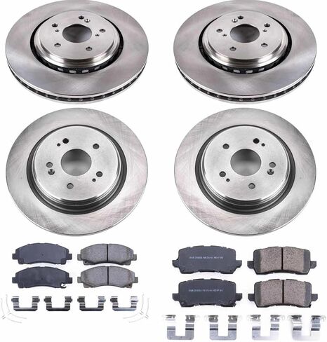 طقم فرامل أمامية وخلفية PowerStop لسيارة Acura TLX 2015-20 - Z17 استبدال وسادات الفرامل السيراميكية ودوارات القرص، KOE7284 in Kuwait