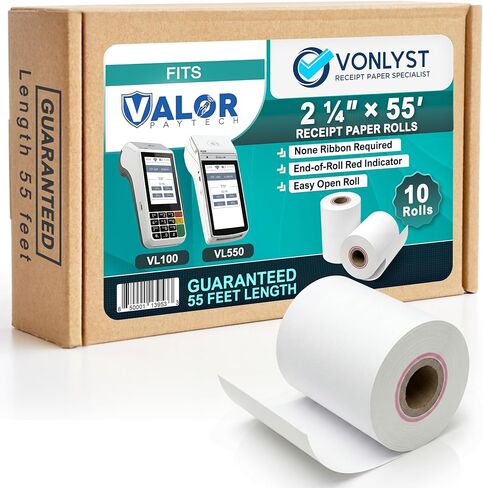 Vonlyst Receipt Paper Roll for Valor Paytech VL 110 and VL 500 Credit Card Machine (20 Rolls) in Saudi Arabia