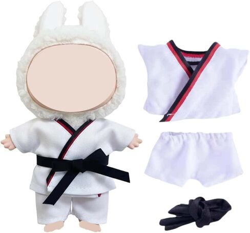 3pcs Taekwondo Doll Outfit Set Compatible with Labubu 15 17cm Display Costume Martial Arts Style Photo Collector Gift (White) in Saudi Arabia