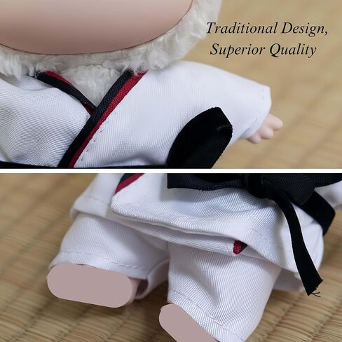 3pcs Taekwondo Doll Outfit Set Compatible with Labubu 15 17cm Display Costume Martial Arts Style Photo Collector Gift (White) in Saudi Arabia