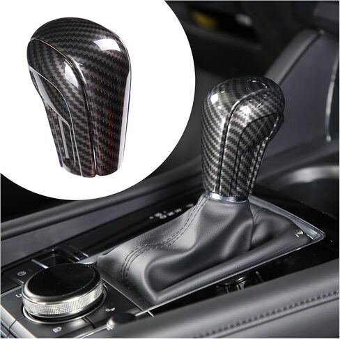 غطاء الكسوة لوحة مقبض ناقل الحركة متوافق مع Mazda 3 2020-2024/CX-30 2020-2024/CX-50 2023-2025/CX-5 2015-2023/6 2014-2024 ABS مقبض ناقل الحركة الأوتوماتيكي ملحقات غطاء الرأس، ألياف الكربون in Kuwait