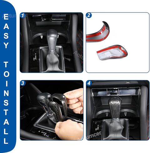 غطاء الكسوة لوحة مقبض ناقل الحركة متوافق مع Mazda 3 2020-2024/CX-30 2020-2024/CX-50 2023-2025/CX-5 2015-2023/6 2014-2024 ABS مقبض ناقل الحركة الأوتوماتيكي ملحقات غطاء الرأس، ألياف الكربون in Kuwait