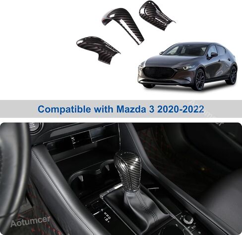 غطاء الكسوة لوحة مقبض ناقل الحركة متوافق مع Mazda 3 2020-2024/CX-30 2020-2024/CX-50 2023-2025/CX-5 2015-2023/6 2014-2024 ABS مقبض ناقل الحركة الأوتوماتيكي ملحقات غطاء الرأس، ألياف الكربون in Kuwait