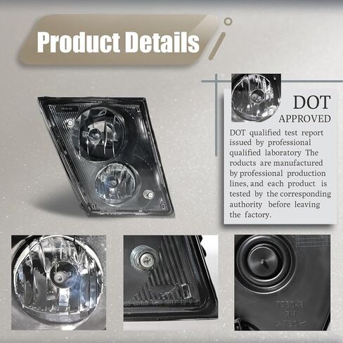 Fog Lights lamps Compatible with 2004-2014 Volvo VNL 670 Truck, LH&RH Passenger&Driver,Front DRL Lamp with Bulbs Fog Lights Assembly Replacement （Black,Two Light） in Saudi Arabia