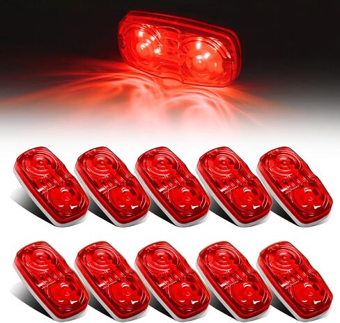 Pack of 10 4" Double Bullseye LED Amber Marker Lights, 10 LED Side Marker & Clearance Lights, 12V Surface Mount Rectangular Lights for Truck Trailer RV Camper Pickup in Kuwait