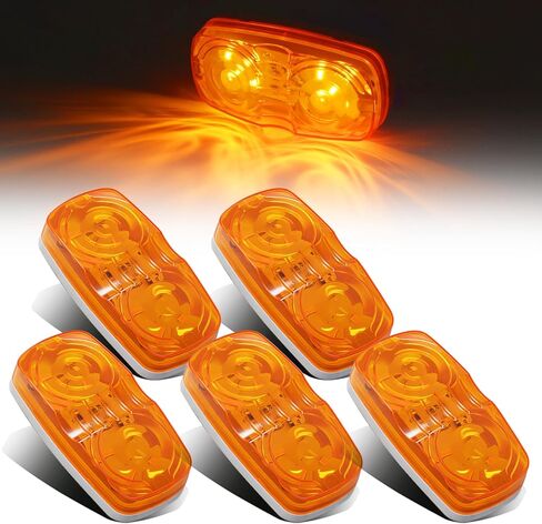 Pack of 10 4" Double Bullseye LED Amber Marker Lights, 10 LED Side Marker & Clearance Lights, 12V Surface Mount Rectangular Lights for Truck Trailer RV Camper Pickup in Kuwait