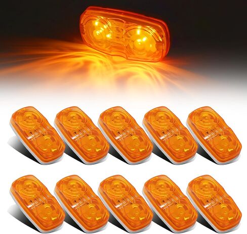 Pack of 10 4" Double Bullseye LED Amber Marker Lights, 10 LED Side Marker & Clearance Lights, 12V Surface Mount Rectangular Lights for Truck Trailer RV Camper Pickup in Kuwait