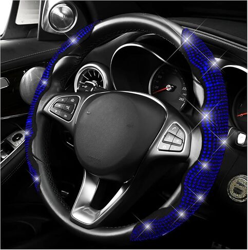2 PCS Steering Wheel Covers, Bling Rhinestones Steering Wheel Protectors with Segmented Design, Anti-Slip Sparkling Wrap Covers Interior Decoration Fit 14-15.6 Inch Wheels (Pink) in Saudi Arabia