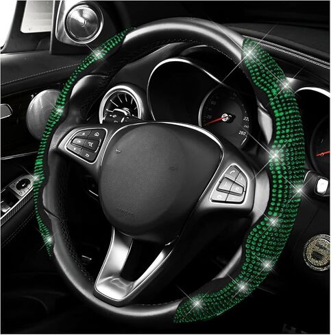 2 PCS Steering Wheel Covers, Bling Rhinestones Steering Wheel Protectors with Segmented Design, Anti-Slip Sparkling Wrap Covers Interior Decoration Fit 14-15.6 Inch Wheels (Pink) in Saudi Arabia