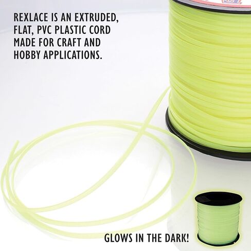 Rexlace Flat Plastic Lacing – Latex-Free Boondoggle Braiding Lanyard, Glow Yellow, 0.092" Wide, 0.035" Thick, 100 Yards (91 Meters) in Saudi Arabia
