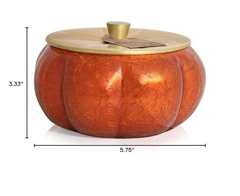 شمعة كبيرة من Thymes Pumpkin Laurel - شمعة معطرة بمكونات جوزة الطيب والقرفة والقرنفل واليقطين وقشر البرتقال - عطر منزلي فاخر - شمعة على شكل قرع برتقالي محروق (15 أونصة) in Kuwait