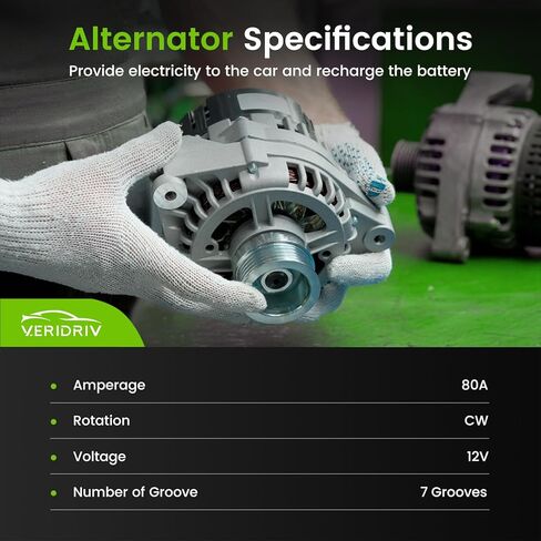 11176N 80A 12V Alternator Replacement for 1.8L L4 2006-2011 Honda Civic, 7-Groove Pulley, Replaces 11176, 31100RNAA01, 31100RNAA01RM, SB347, LRA3157, 31100RNAA012M2, AHGA67, A002TC1391 in Saudi Arabia
