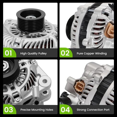 11176N 80A 12V Alternator Replacement for 1.8L L4 2006-2011 Honda Civic, 7-Groove Pulley, Replaces 11176, 31100RNAA01, 31100RNAA01RM, SB347, LRA3157, 31100RNAA012M2, AHGA67, A002TC1391 in Saudi Arabia