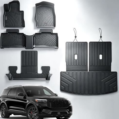 Floor Mats & Trunk Mat for Hyundai KONA 2024 2025 (No Electric Model),TPE All Weather Protection 1st & 2nd Row Car Floor Liners Front & Cargo Liners Accessories-Black in Saudi Arabia