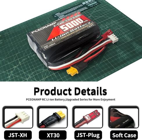 TX16S Battery 5000mAh 2S 7.4V with JST Plug JST-XH and XT30 Plug Fit for Transmitter TX16s RC4GS, RC6GS 1 Pack in Saudi Arabia
