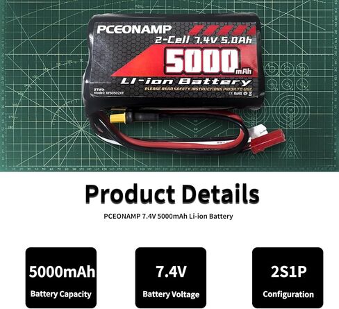 TX16S Battery 5000mAh 2S 7.4V with JST Plug JST-XH and XT30 Plug Fit for Transmitter TX16s RC4GS, RC6GS 1 Pack in Saudi Arabia