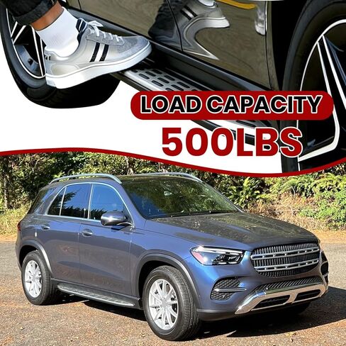 خطوات جانبية متوافقة مع 2020 2021 2022 2023 2024 2025 Mercedes Benz GLE W167 350 450 450E SUV لوحات الجري Nerf Bars (فضي) in Kuwait