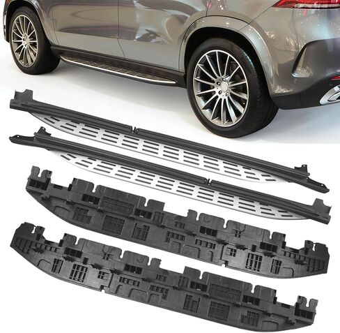 خطوات جانبية متوافقة مع 2020 2021 2022 2023 2024 2025 Mercedes Benz GLE W167 350 450 450E SUV لوحات الجري Nerf Bars (فضي) in Kuwait