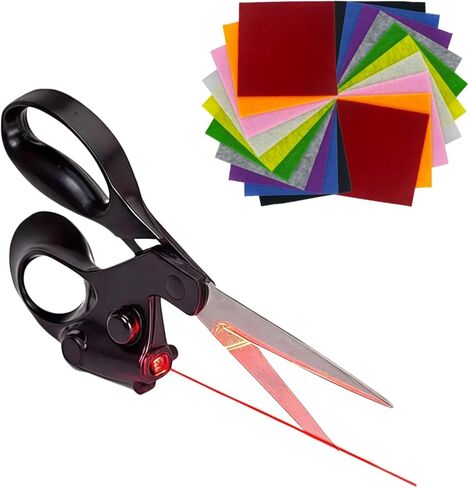 Laser Guided Scissors & Felt Sheets Craft Kit – Professional Laser Guide Cutting Tool with 20-Pack Nonwoven Felt Fabric Squares for Sewing, Quilting, DIY, Patchwork, Scrapbooking & Art Projects in Saudi Arabia