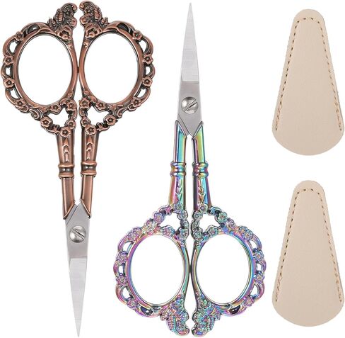 2 PCS Pointed Tip Crochet Scissor, Sewing Embroidery Scissors, Vintage Yarn Scissors for Crocheting, Vintage Pointed Detail Shears, Embroidery Scissor with Cover, Tailor Threading Shears for Crochet in Saudi Arabia