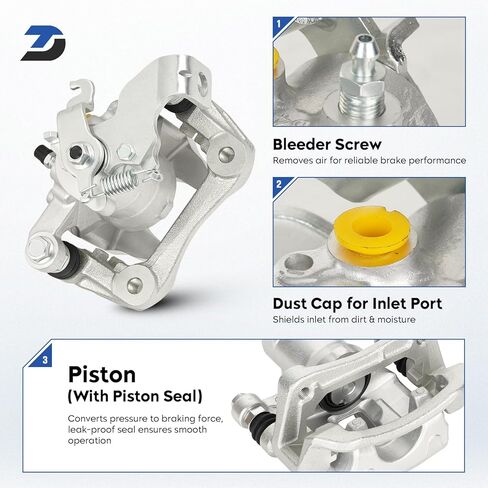 Rear Disc Brake Caliper Assembly w/Bracket for 2013-2017 Hyundai Elantra GT, 2012-2017 Veloster, 2014-2018 Kia Forte, 2014-2017 Forte Koup, 2014-2018 Forte5, Replacement 19-B6788 19-B6789 in Kuwait
