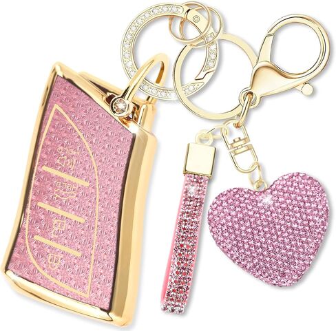 Key Fob Cover with Diamond Keychain for Lexus Car Key Shell Compatible with Lexus ES350 ES300h UX200 LS500 LS500H LC500 LC500h Smart Remote Key Protector for Women (3/4 Buttons-Purple Heart) in Saudi Arabia