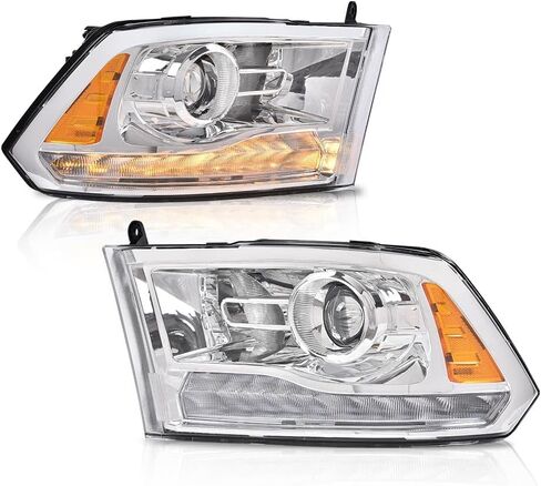 PIT66 LED Headlights Assembly Front Headlamps Pair Compatible with Dodge Ram 1500 2500 3500 Projector 2013-2018, Not Fit Non Projector Model Smoke Lens Black Housing Clear Reflector in Saudi Arabia
