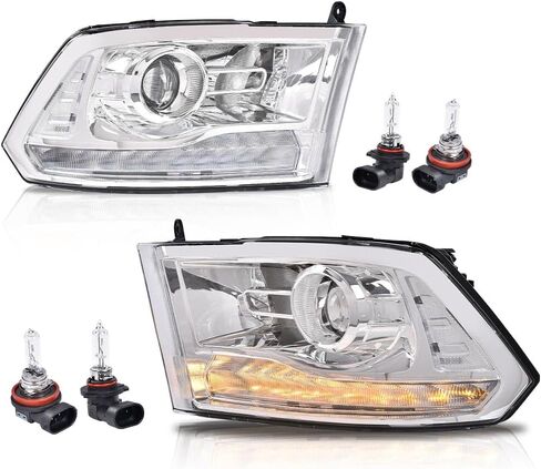 PIT66 LED Headlights Assembly Front Headlamps Pair Compatible with Dodge Ram 1500 2500 3500 Projector 2013-2018, Not Fit Non Projector Model Smoke Lens Black Housing Clear Reflector in Saudi Arabia