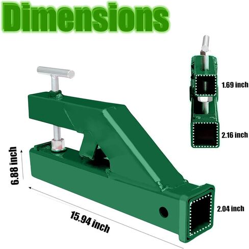 Clamp On Trailer Hitch Receiver 2 Inch Ball Mount Adapter for Tractor Bucket Fits All 2" Hook Inserts,Green in Saudi Arabia
