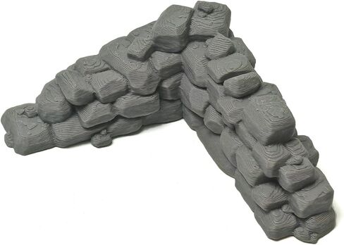 3D Printed Stone Wall Ruins - Modular Terrain Scatter for 28mm-32mm Tabletop Wargaming, D&D RPG Miniature Diorama & Model Building (Grey) in Saudi Arabia
