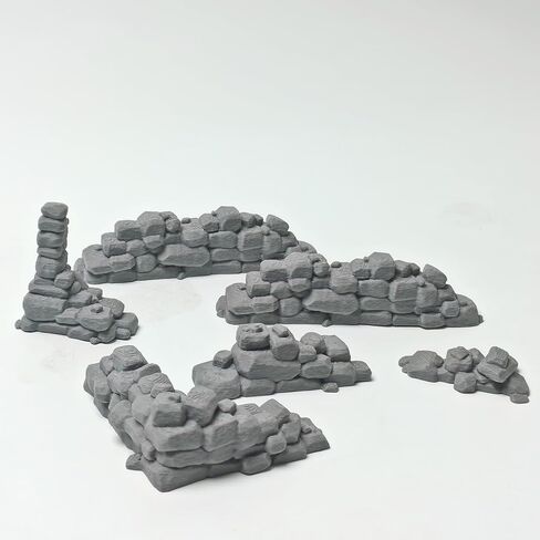 3D Printed Stone Wall Ruins - Modular Terrain Scatter for 28mm-32mm Tabletop Wargaming, D&D RPG Miniature Diorama & Model Building (Grey) in Saudi Arabia