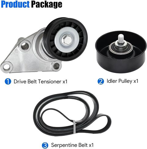 90K-38158C Serpentine Belt Drive Tensioner Pulley Component Kit Fit for Chevy Silverado Avalanche Suburban Express 2002-2007 for GMC Savana 1500/2500/3500 for Sierra Yukon Cadillac Hummer in Kuwait