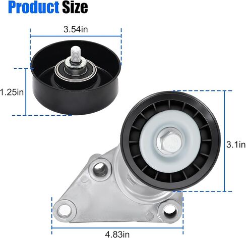 90K-38158C Serpentine Belt Drive Tensioner Pulley Component Kit Fit for Chevy Silverado Avalanche Suburban Express 2002-2007 for GMC Savana 1500/2500/3500 for Sierra Yukon Cadillac Hummer in Kuwait