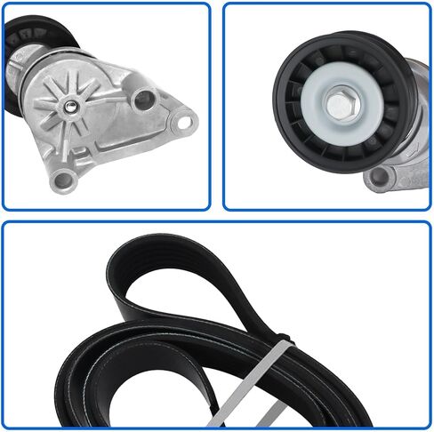 90K-38158C Serpentine Belt Drive Tensioner Pulley Component Kit Fit for Chevy Silverado Avalanche Suburban Express 2002-2007 for GMC Savana 1500/2500/3500 for Sierra Yukon Cadillac Hummer in Kuwait