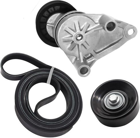 90K-38158C Serpentine Belt Drive Tensioner Pulley Component Kit Fit for Chevy Silverado Avalanche Suburban Express 2002-2007 for GMC Savana 1500/2500/3500 for Sierra Yukon Cadillac Hummer in Kuwait