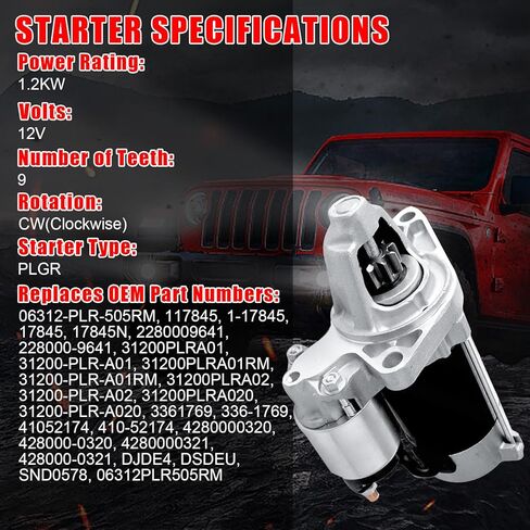 Starter Compatible with Acura EL 2001-2005, Compatible with Honda Civic 1.7L 2001-2005, 06312-PLR-505RM, 31200-PLR-A01RM, 31200-PLR-A02, DJDE4, DSDEU, SND0578, 41052174, 228000-9641 in Saudi Arabia
