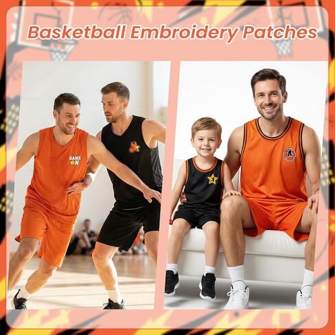 20 PCS Basketball Iron on Patches, Basketball Themed Embroidered Patches, Sports Themed Sew on Applique for Hats, Jeans, Clothes, Bags, DIY Craft Projects in Saudi Arabia