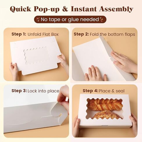 VGOODALL 6PCS Cookie Boxes with Window, 12x8x2.5inch Bakery Boxes White Treat Boxes For Desserts Pastries Pies Cakes Muffins Chocolate Strawberry in Saudi Arabia