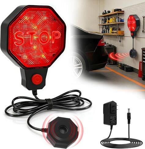 Garage Parking Sensor Aid, Garage Car Stop Indicator with Red/Yellow/Green LED Display, Adjustable Parking Assist Stop Distance 6"-6ft Setting, Battery or Adapter Powered in Saudi Arabia