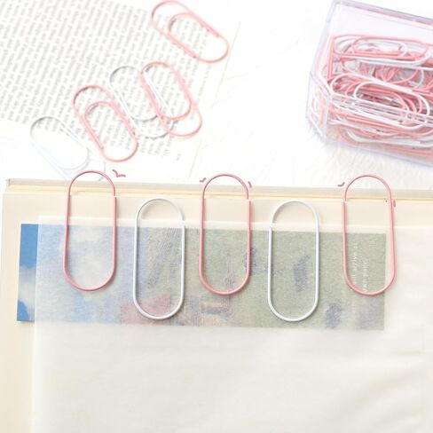 Big Large Jumbo Paper Clips, 50mm/2 inch, 60PCS Cute Pink Planner Journal Clip Giant Paper Clip Holder White in Saudi Arabia