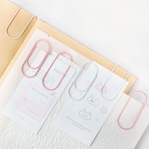 Big Large Jumbo Paper Clips, 50mm/2 inch, 60PCS Cute Pink Planner Journal Clip Giant Paper Clip Holder White in Saudi Arabia
