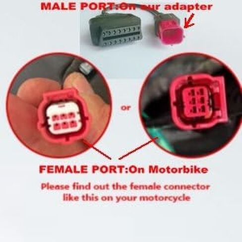EURO5 6Pin OBD Diagnostic Motorbike Adaptor,Motorcycle Motorrad Diagnostic OBD2 K-Line CAN-Bus Diagnosis Cable Black+Red 40CM in Saudi Arabia