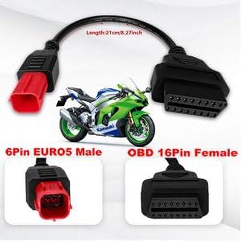 EURO5 6Pin OBD Diagnostic Motorbike Adaptor,Motorcycle Motorrad Diagnostic OBD2 K-Line CAN-Bus Diagnosis Cable Black+Red 40CM in Saudi Arabia