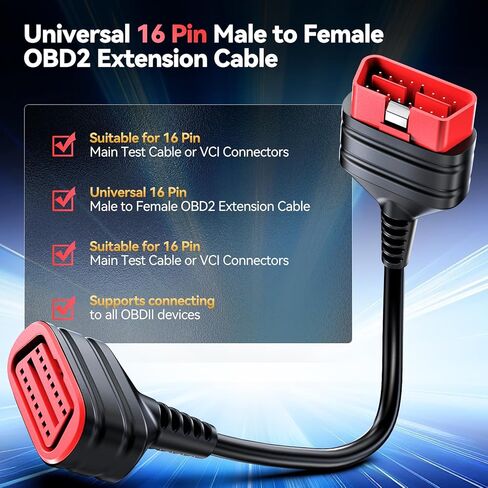 THINKCAR THINKDIAG 16 Pin Obd2 كابل تمديد عالمي من ذكر إلى أنثى فائق الانخفاض مسطح obdii تحويل محول تشخيص الكابل للماسح الضوئي Thinkscan، 2 قدم، 60 سم in Kuwait
