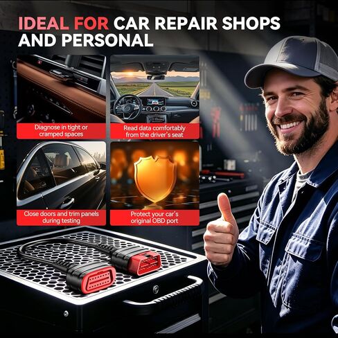 THINKCAR THINKDIAG 16 Pin Obd2 كابل تمديد عالمي من ذكر إلى أنثى فائق الانخفاض مسطح obdii تحويل محول تشخيص الكابل للماسح الضوئي Thinkscan، 2 قدم، 60 سم in Kuwait