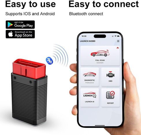 إطلاق موصل الماسح الضوئي AIOBD Bluetooth obd2، موصل الماسح الضوئي العالمي obd2 عالي السرعة لـ 95% من السيارات. in Kuwait